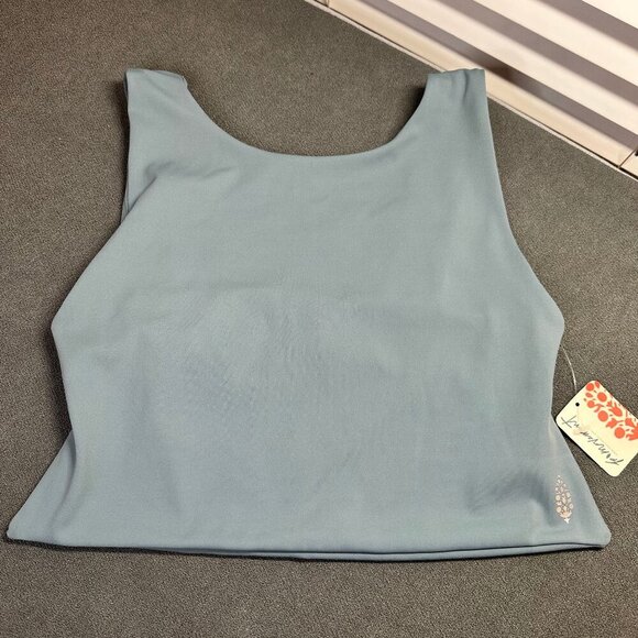 🔥 Free People Movement Open Back Crop Top - Slate Blue - Size M - NWT 💪💙 - Picture 1 of 9